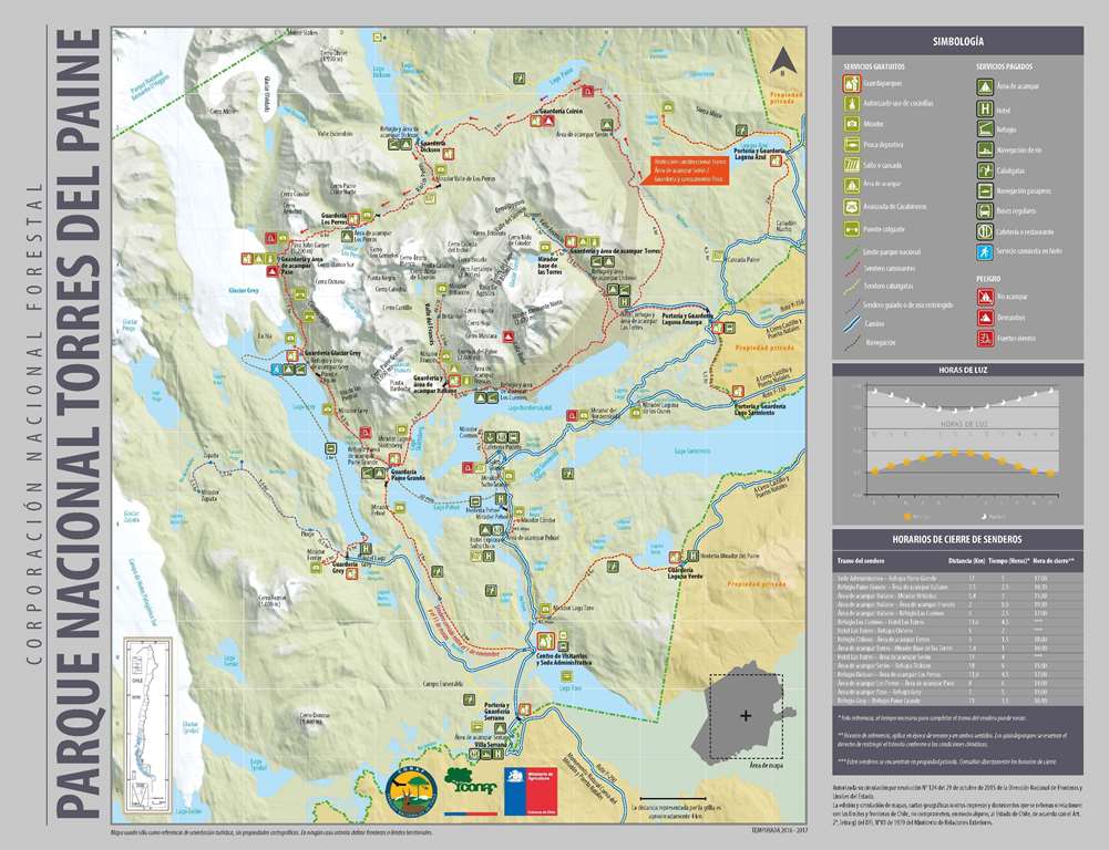 Mappa Parco Torri del Paine